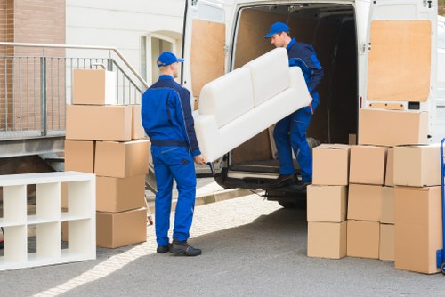 Organised business moving team preparing a workplace move