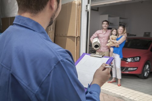 Packed boxes and furniture ready for local removals service