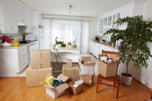 Residential flat move support with boxes and furniture in Aldgate