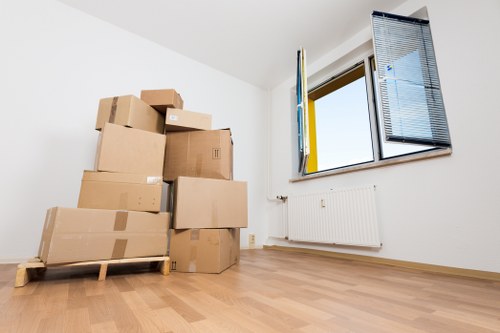 Office relocation equipment prepared for business removals in Aldgate