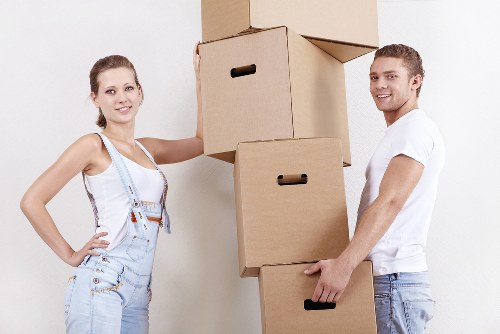 Packed household items ready for transport during an Aldgate relocation